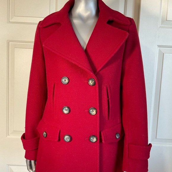 Talbots Wool Blend Double Breasted Pea Coat Women Size 6 Black Buttons - Picture 3 of 11